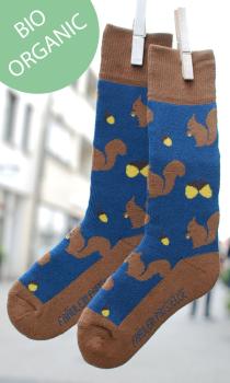 Fräulein Prusselise Socken lang mit Frottee BIO (Eichhörnchen)